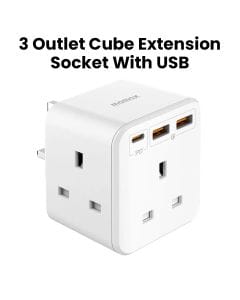 Momax Oneplug 3-Outlet Cube Extension with USB White | US8UKW