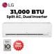 LG 3 Ton Split Air Conditioner 31,000 BTU, Dual Inverter Compressor™, Gold Fin™, Faster Cooling, Dual Protection Filter - White - I38TKF