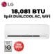 LG 1.5 Ton Split Air Conditioner 18,081 BTU, Dual Inverter Compressor™, Smart ThinQ™ (Wi-Fi), Plasmaster Ionizer+ - White - I23TNC