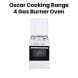 OSCAR Cooking Range 50x55cm, 4 Gas Burners, Gas Oven & Grill - White | 5050GW1