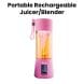 Oscar Portable Rechargeable Juicer/Blender, Rechargeable Power And Compact Design - Pink - OPB 200