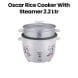 Oscar Rice Cooker with Steamer 2.2L Teflon with Glass Lid | White | ORC22WS