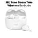 JBL Tune Beam True Wireless Noise Cancelling Earbuds, Pure Bass Sound, Bluetooth 5.3, Smart Ambient, 4-Mics Technology - White - TUNE