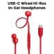JBL Tune 310C USB-C Wired Hi-Res In-Ear Headphones with Hi-Res Audio and USB-C Connectivity, 3-Button EQ Preset Remote with Microphone - Red - TUNE310C