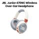JBL 470NC Wireless Over-Ear Noise Cancelling Kids Headphones Safe Sound, Parental Control With Customizable Volume - White - JBLJR470NCWHT
