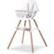 Childhome 2-in-1 Adjustable Wooden High Chair Booster Toddler Seat 75cm & 50cm Table Height 5-Point Harness Natural White | CHEVOCHNW