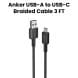 Anker 322 USB-A to USB-C Braided Cable 3FT - Black | A81H5H11