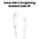 Anker 322 USB-C to Lightning Braided Cable 3FT - White | A81B5H21