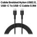 Aukey Braided Nylon USB 2.0, USB-C to USB-C Cable (0.9m) -Black |CB-CD45