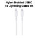 Aukey 1M Nylon Braided USB-C to Lightning Cable - White |CB-NCL1-WH