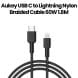 Aukey 1.8M Nylon Braided USB-C to Lightning Cable - Black |CB-NCL2-BK