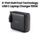 Aukey 4-Port 100W PD Wall Charger with GaN Power Tech - Black |PA-B7S-BK