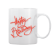 White Mug Printed in Red Happy Birthday