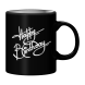 Black Mug Printed in White Happy Birthday