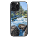 iPhone 15 Pro Max Black Case  Printed With River Surrounded With Flowers Autumn Daytime