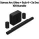 Sonos Arc Ultra + Sub 4 + 2x Era 100 Premium Immersive Set Bluetooth Speaker & Soundbar – Black | ARC ULTRA+SUB4+2X ERA 100-BLK