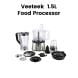Veeteek 1.5L Food Processor 1000W Blender Jar Set – Black | FP9079E-GS