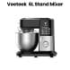 Veeteek 6L Stand Mixer 1000W Stainless Steel Bowl – Black | KM6003B-CB