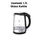 Veeteek Glass Kettle 1.7L LED Light with Strix Controller – Black | KEGS5807BE-GS
