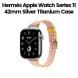 Hermès Apple Watch Series 11 42mm Silver Titanium Case |Rose Sakura Jaune de Naples