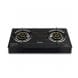 Clikon 2 Burner Table Top Gas Stove Toughened Glass Surface, Manual Ignition, Heavy Duty Pan Support | Black/Silver - CK4504