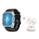 Swiss Military Alps Sport Smartwatch – Blue Buttons, Steel Case, Black Strap + Delta7 Pro Buds | SM-BD-ALPS-SP-D7PRO-BB-SF-BKS