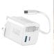 XCell USB-C + USB-A Retractable Cable 45W – Fast Charging GaN II, Durable Compact Design, White | XL-HC-45W-GaNII-CBL-1C1A-WHI