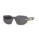 Fendi FE40066U Shield Sunglasses – Rimless Wraparound Design, Solid Grey UV Protection Lenses, Luxury Futuristic Designer Eyewear | Gold/Grey - 192337114472
