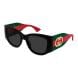 Gucci Women GG2115S Cat-Eye Sunglasses – Recycled Acetate Full-Rim Frame, Grey UV Protection Lenses, Luxury Designer Eyewear | Black/Green/Red/Grey - 889652629018