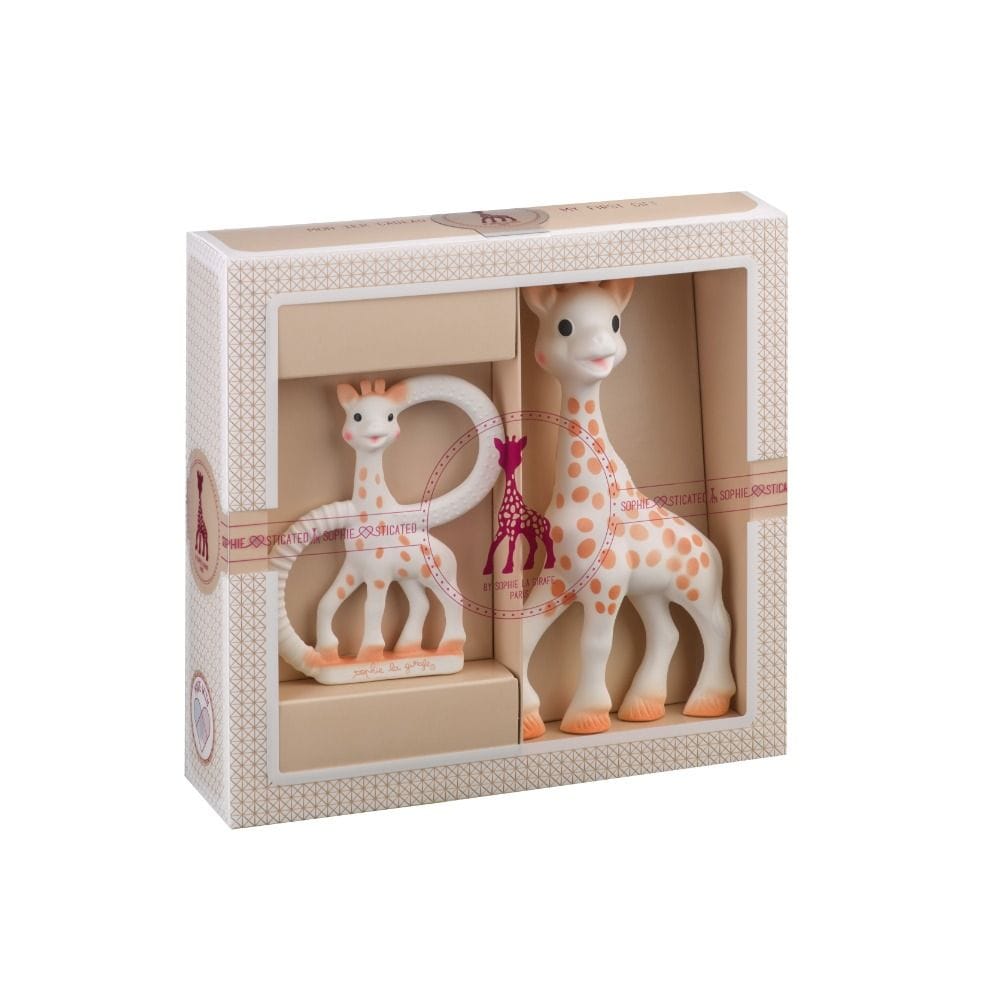 Sophie La Girafe Giraffe Teething Ring Gift Set 0+ Monthss, 100% Natural Rubber, Lightweight And Travel-friendly, Sophisticated Composition 1 - Brown/White