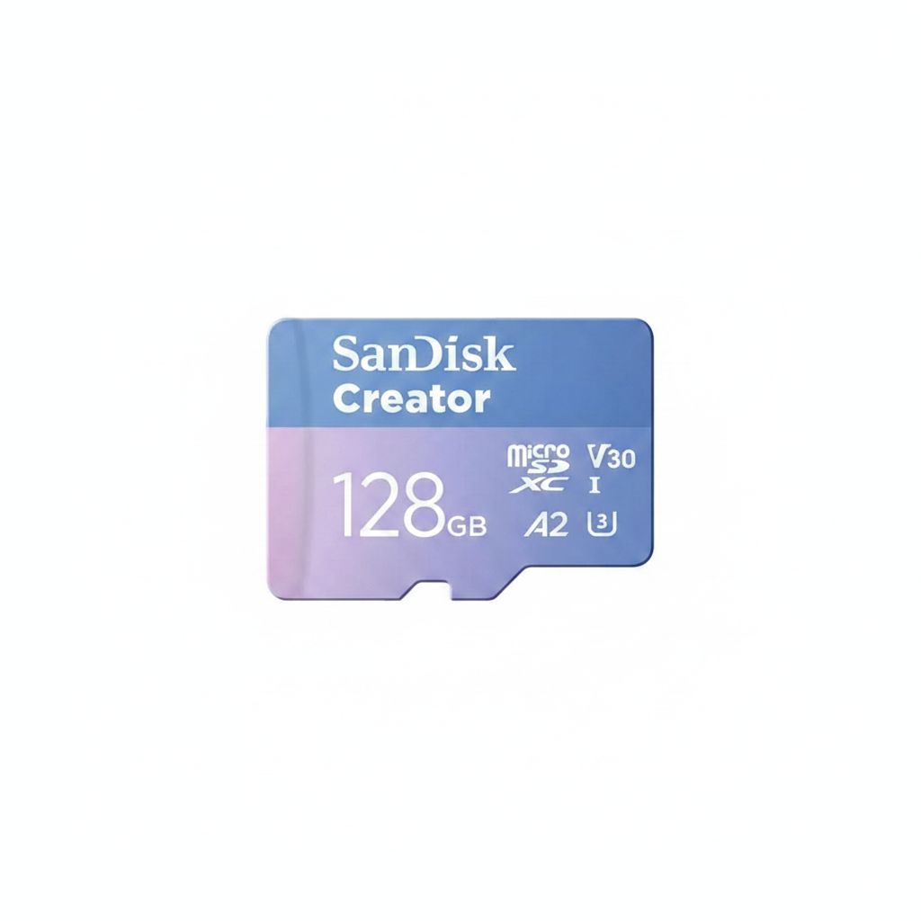 سانديسك كرييتور microSD سعة 128 جيجابايت مع محول، بسرعة قراءة تصل إلى 190 ميجابايت/ثانية، أزرق