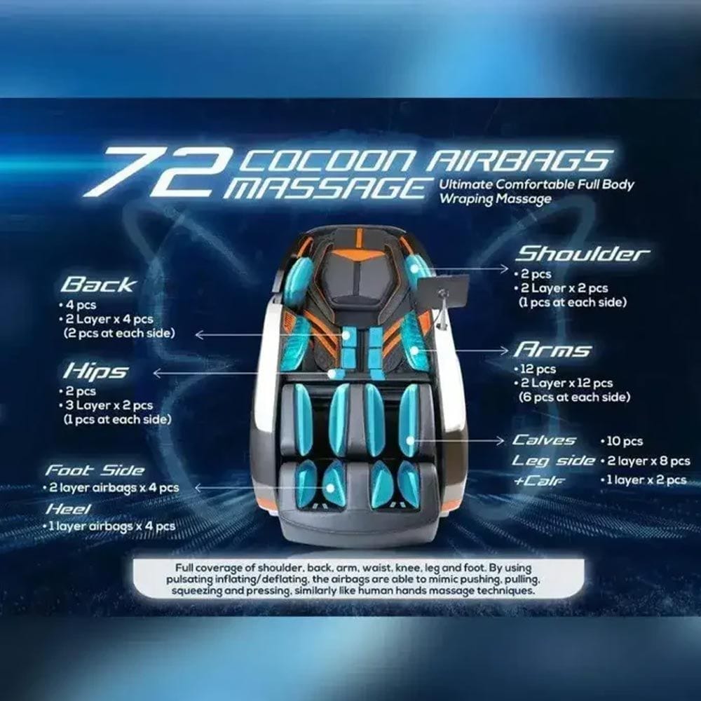 كرسي مساج روتاي RT8800 Lambo الفاخر مع آلية مزدوجة رباعية الأبعاد، مسح ذكي للجسم بالذكاء الاصطناعي، مسار مرن بانعدام الضغط، تسخين بتقنية الجرافين، ووسائد هوائية للجسم بالكامل - أسود