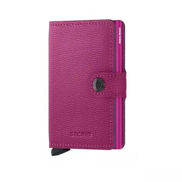 Secrid Miniwallet Crisple Fuchsia, Compact Leather Wallet, RFID Protected Card Holder, Slim Pocket Wallet with Money Clip
