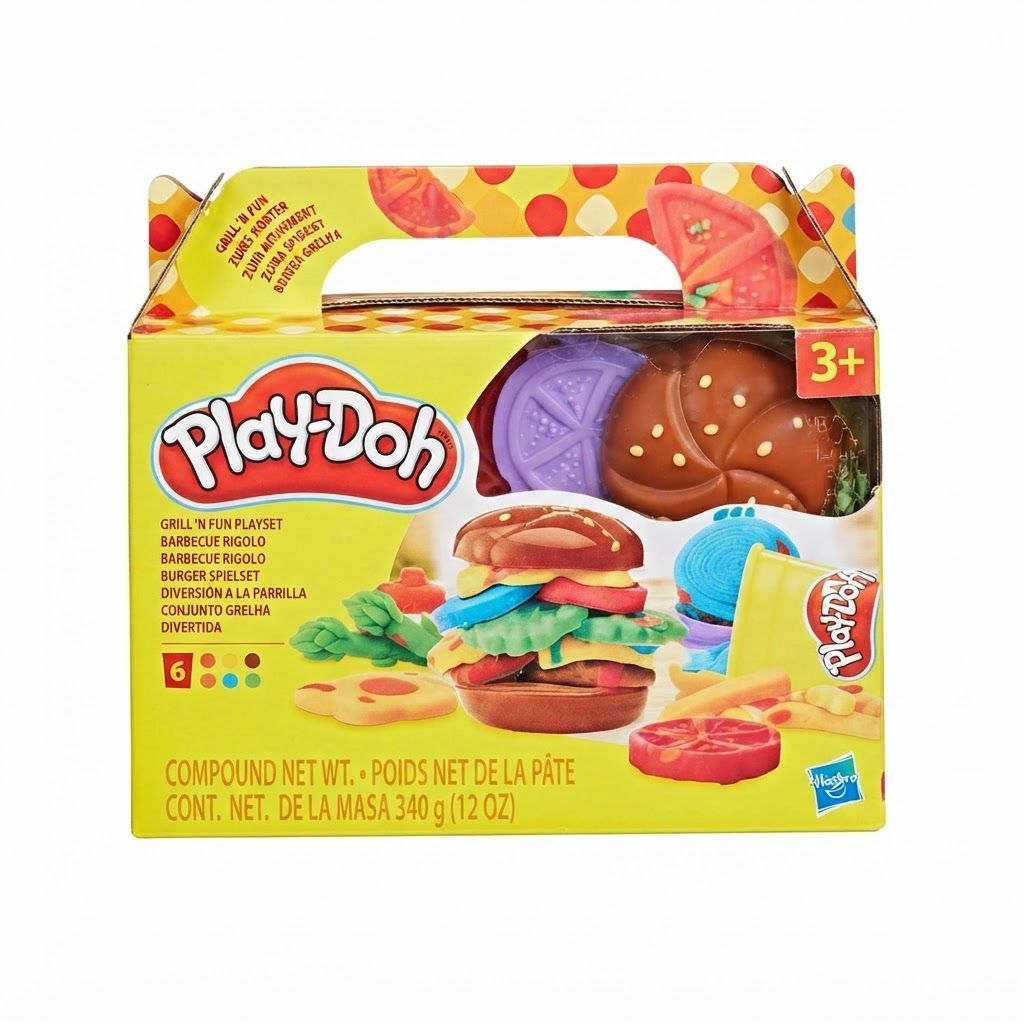 Play-Doh Grill Fun Playset: Creative Hamburger Making Kit with 6 Play-Doh Cans, Portable Arts  3 years and up, Non-toxic modeling compound