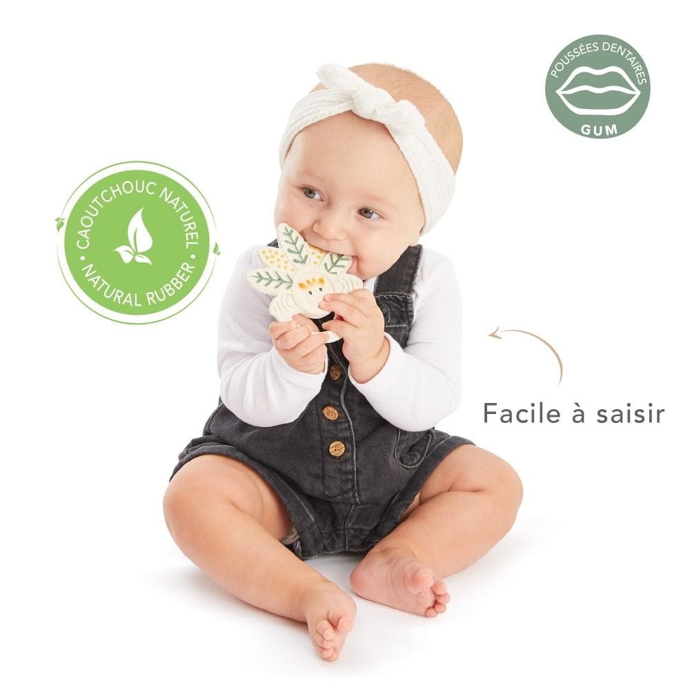 Sophie La Girafe 5 Senses Teething Ring Mille Feuille 0+ Monthss, Leaf-like Design, Lightweight, 100% Natural Rubber - Multicolour