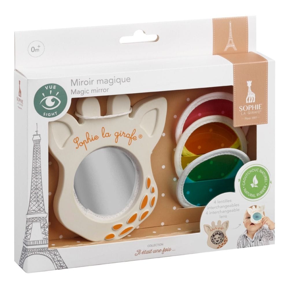 Sophie La Girafe 5 Senses Sight Magic Mirror 0+ Monthss, Lightweight And Easy To Handle, 100% Natural Rubber, 4 Interchangeable Lenses - White
