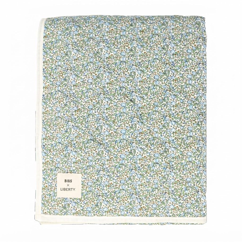 BIBS X Liberty Eloise Quilted Blanket 0+ Months 85x110cm, Lightweight Polyester Filling, Soft And Comfortable Construction, Easy Machine Washable Care - Ivory