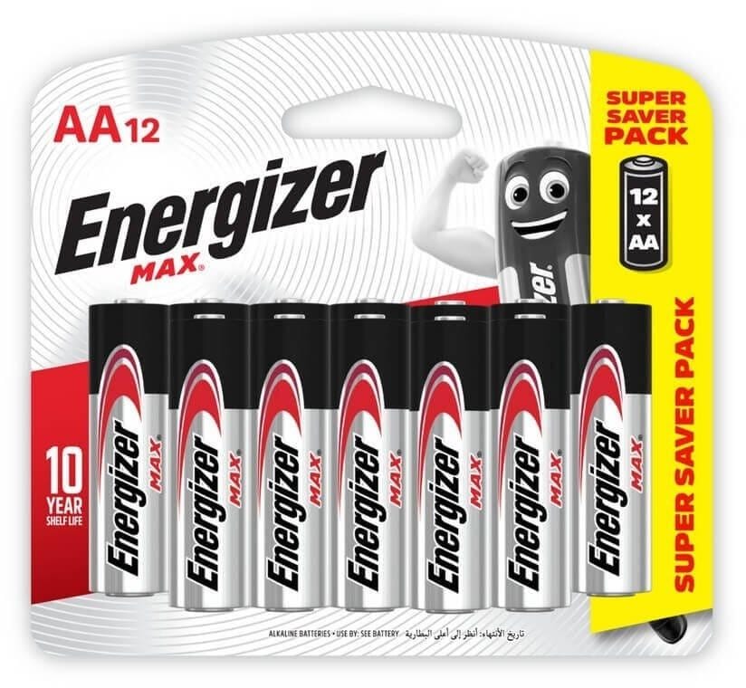 Energizer Max Alkaline AA Longest-Lasting Batteries, Leak-Resistant, Zero Mercury | Pack of 12