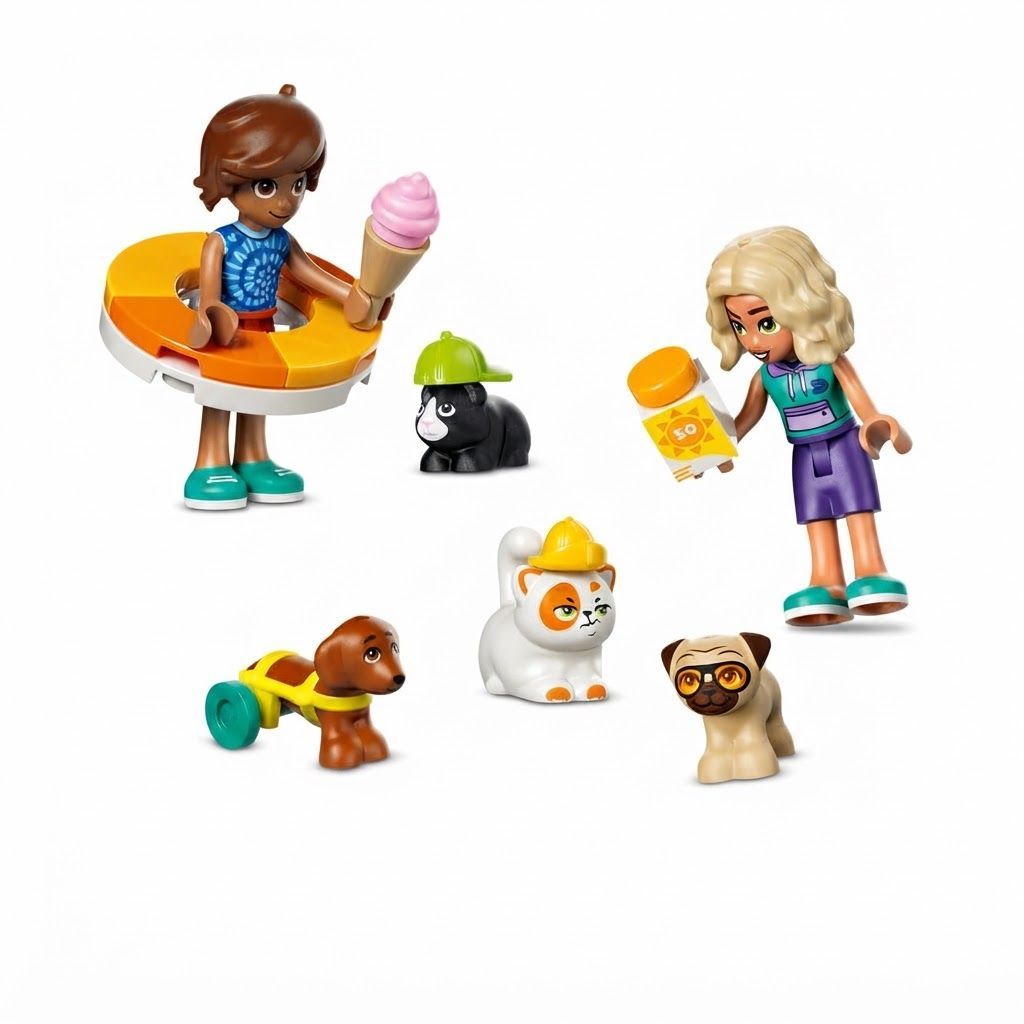 لعبة بناء LEGO Friends Fun Water Park Day للأطفال، مجموعة لعب مستوحاة من الحيوانات الأليفة مع دميتين صغيرتين للأطفال من عمر 6 سنوات فما فوق (نوفا وليو)