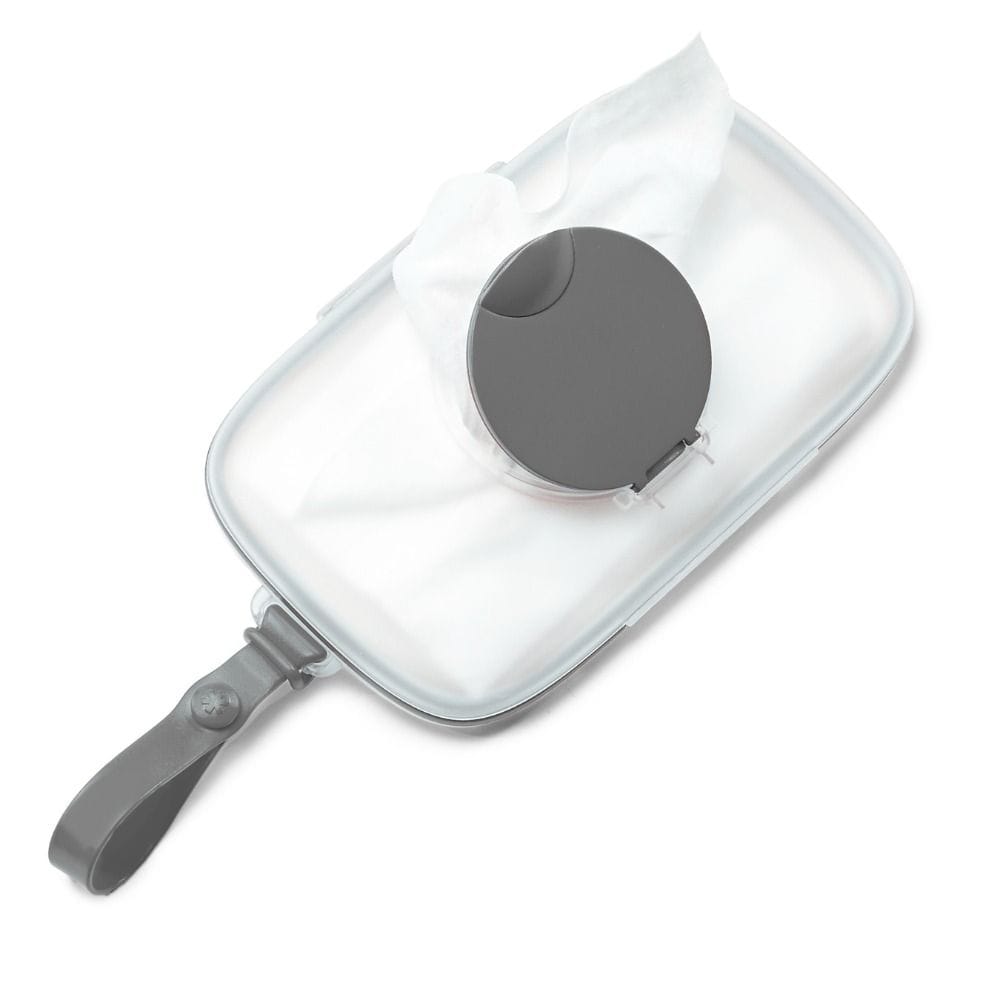 Skip Hop Grab And Go Wipes Case, Moisture-Locking Silicone Seal, Transparent Body For Easy Refills, Baby-Safe Material Construction - Gray