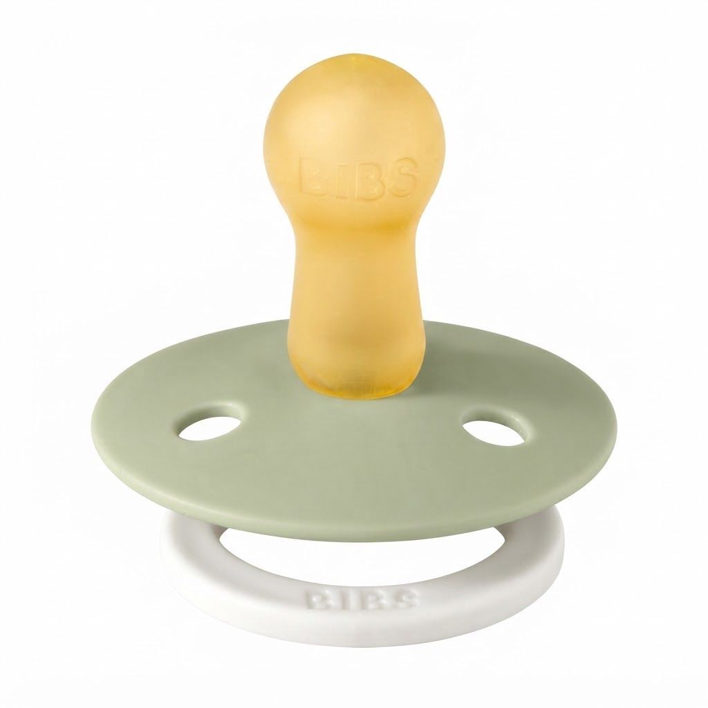 BIBS Latex Pacifier Colour Size 2 6-18 Months, Round And Soft Nipple, Anti-Irritation Shield, Skin-Like Softness, Flexible And Durable Design - Sage Glow