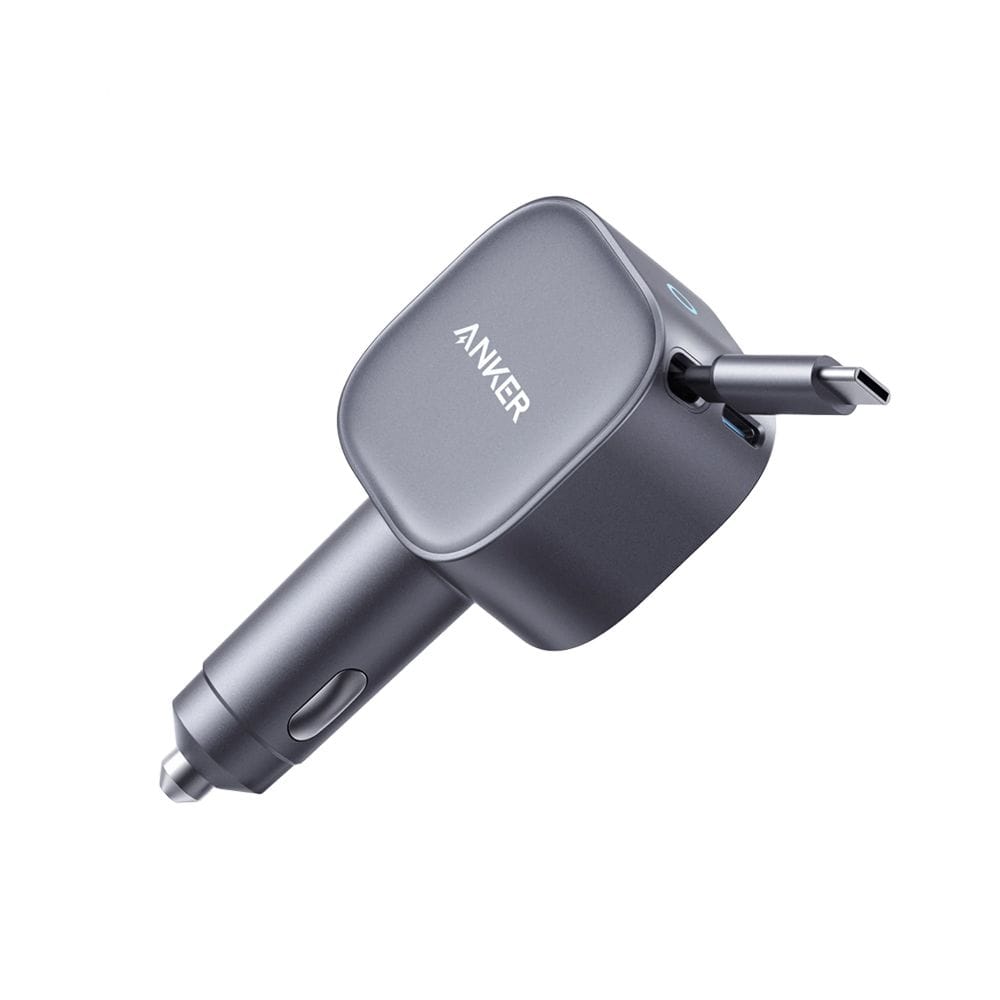 Anker Nano Car Charger 75W with Built-In Retractable USB-C Cable, Compact Design & High-Speed Multi-Device Charging | Black - A2738HA2