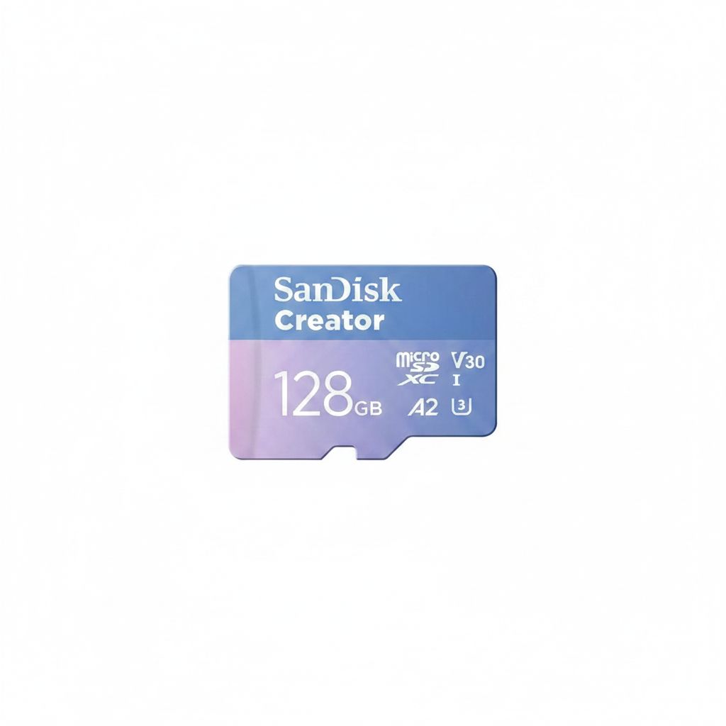 سانديسك كرييتور microSD سعة 128 جيجابايت مع محول، بسرعة قراءة تصل إلى 190 ميجابايت/ثانية، أزرق