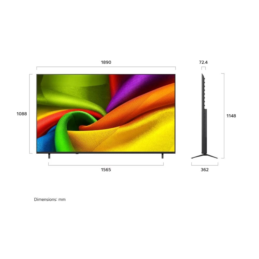 LG 85-Inch NANO AI 4K Smart TV, α7 AI Processor 4K Gen9, HDR10 Pro, AI Super Upscaling, webOS AI | 85NU840B6LA.AMRG