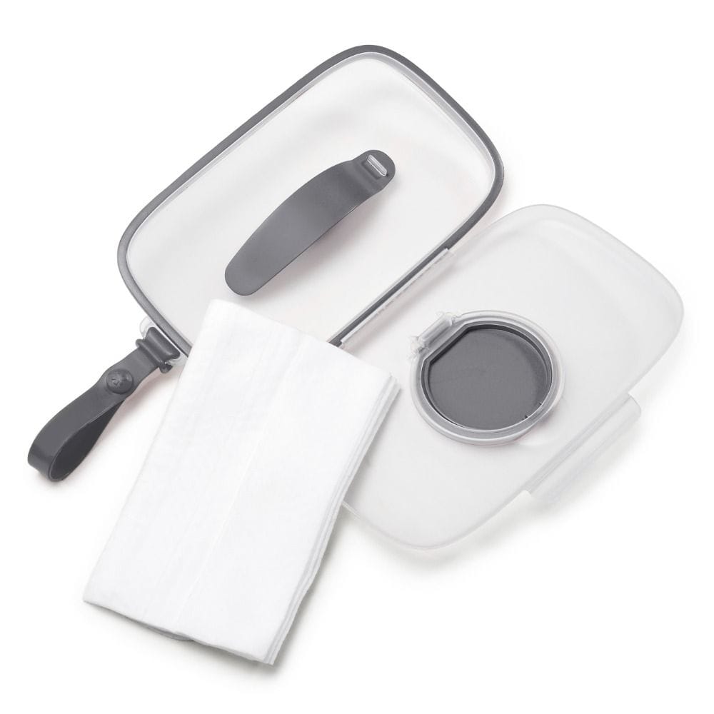 Skip Hop Grab And Go Wipes Case, Moisture-Locking Silicone Seal, Transparent Body For Easy Refills, Baby-Safe Material Construction - Gray