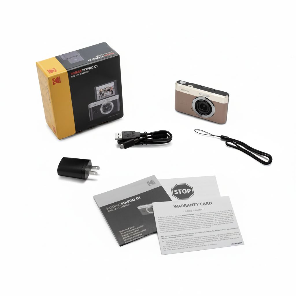 Kodak PIXPRO C1 Ultra-Compact Digital Camera 13MP with BSI CMOS Sensor, 4X Digital Zoom, 2.8-Inch LCD Screen & 16GB Built-In Storage | Brown