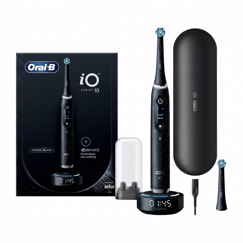 Oral-B iO Series 10 AI Rechargeable Electric Toothbrush, Cosmic Black - 7 Modes, 3D Teeth Tracking