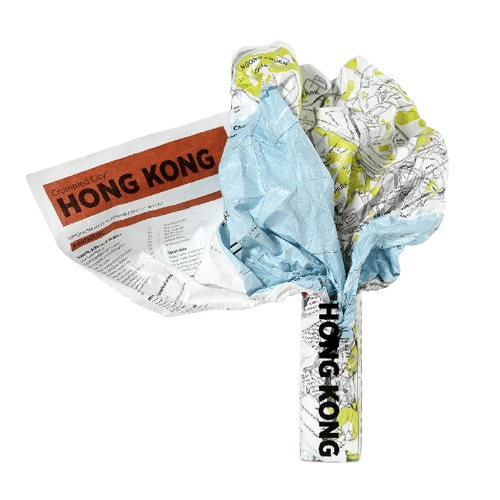 Palomar Crumpled City Map Hong Kong, Waterproof Non-Woven Fabric Travel Map, Lightweight, Tear & Puncture Resistant