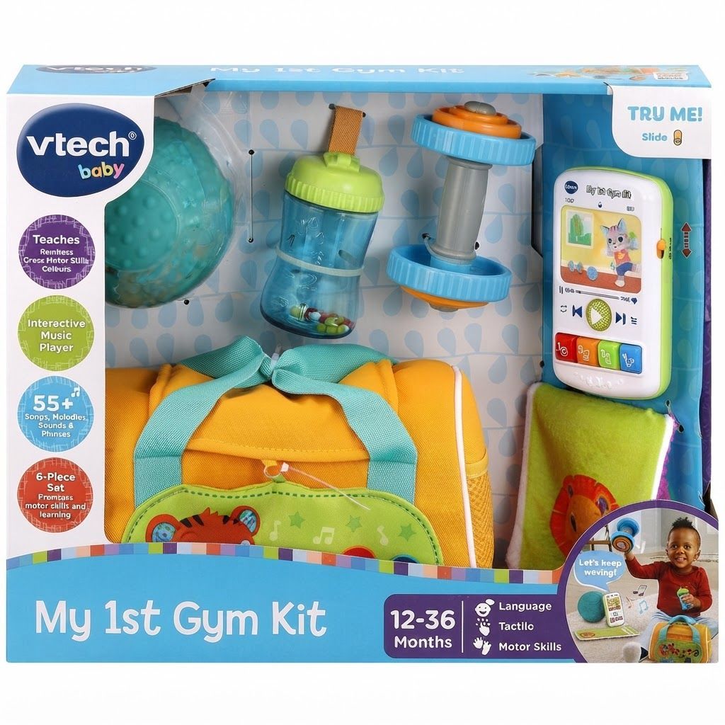 VTech My 1st Gym Kit Interactive Baby Fitness Toy with 4 Role-Play Accessories, Musical Phone