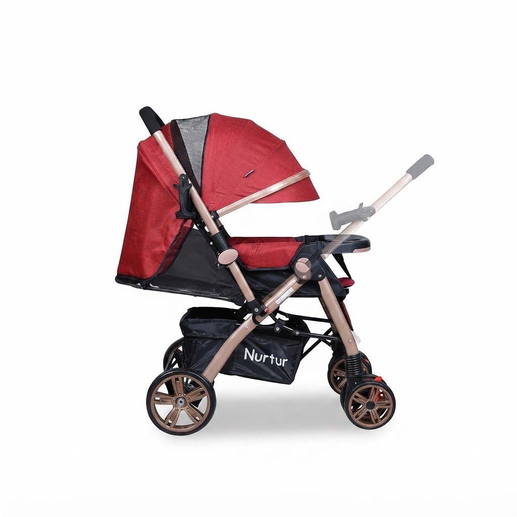 Nurtur Wilder Reversible Baby Stroller - Lightweight Compact Travel Stroller with 5-Point Harness | Red